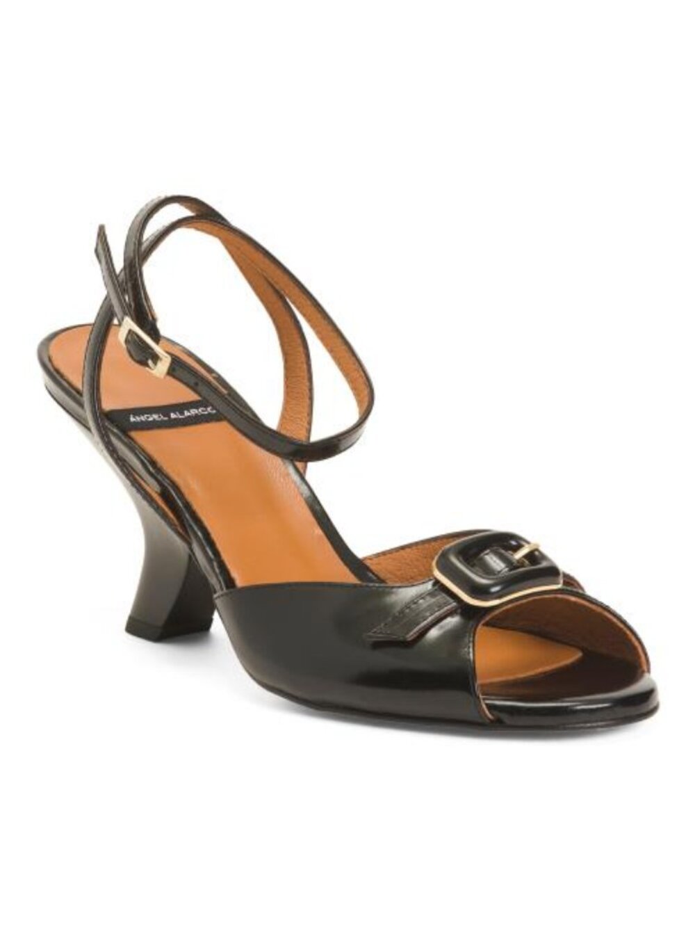 ANGEL ALARCON Made In Spain Leather Ankle Strap Heeled Sandals